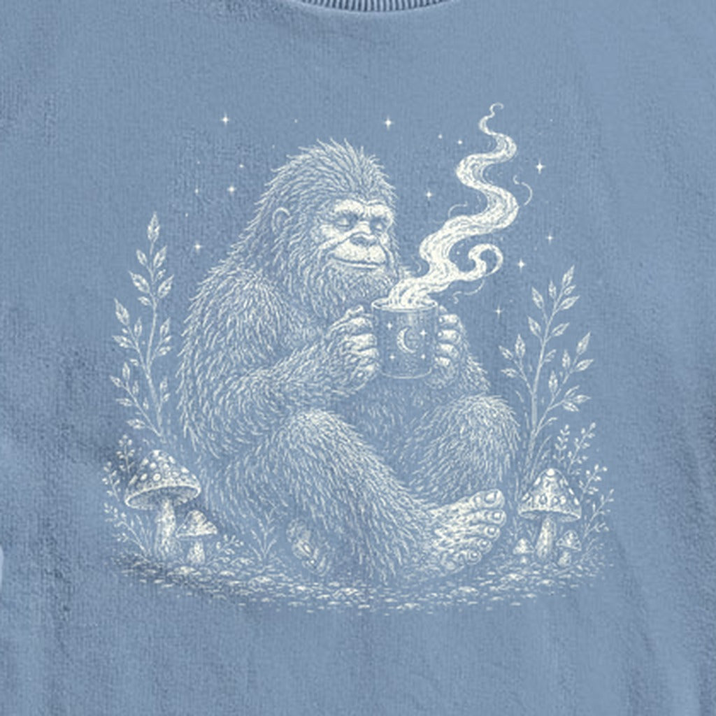 Sasquatch Drinking Coffee Crewneck Sweatshirt