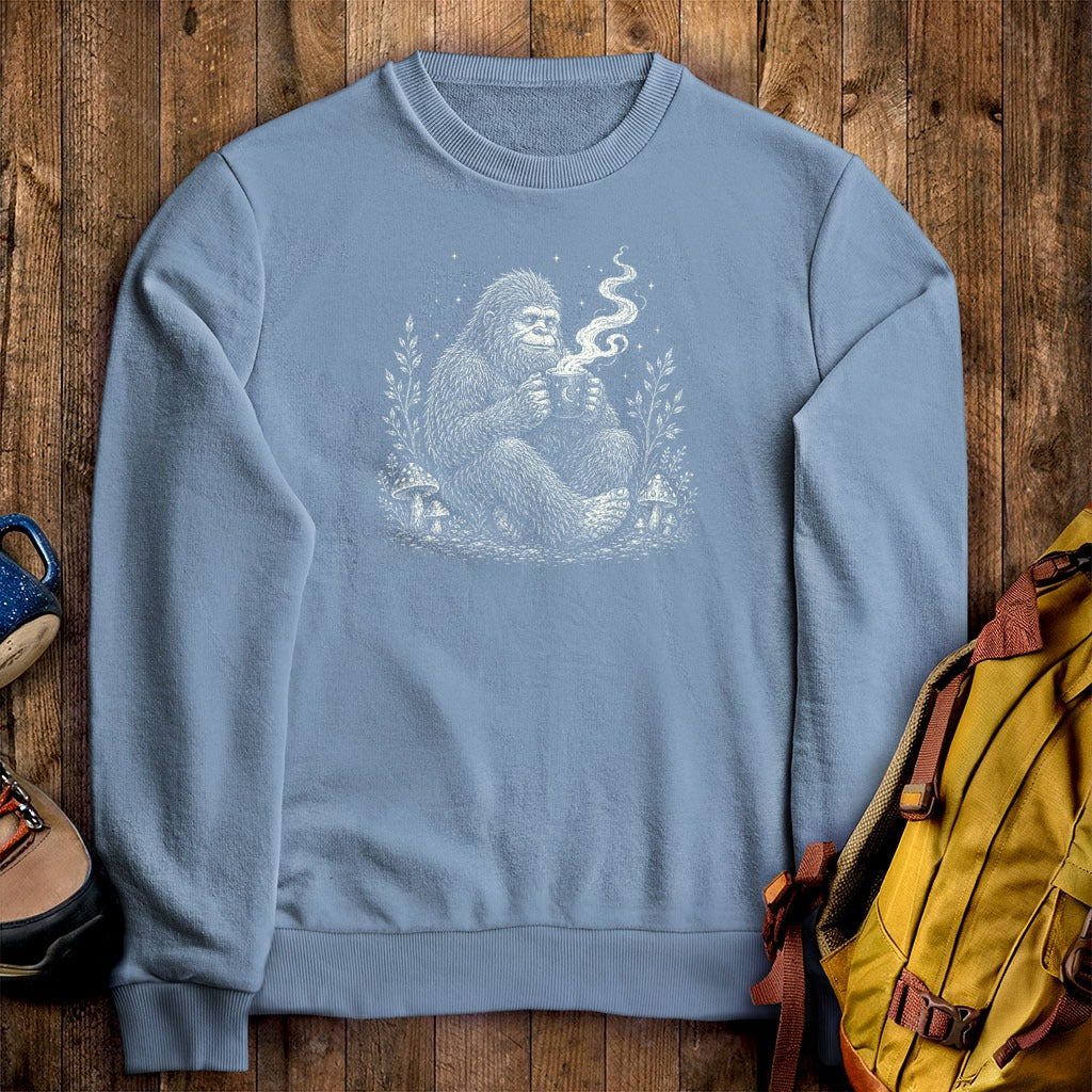 Sasquatch Drinking Coffee Crewneck Sweatshirt