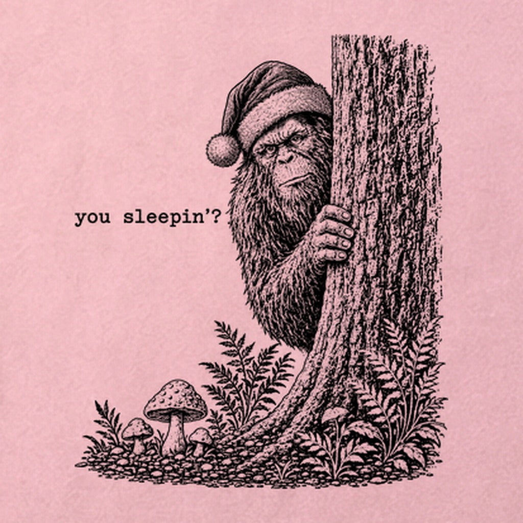 Sasquatch Santa You Sleepin Cotton T-Shirt