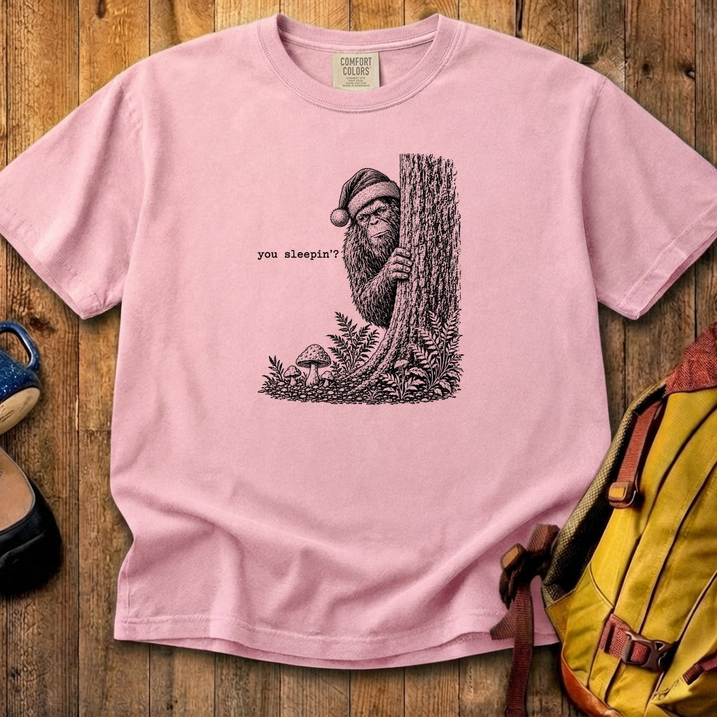 Sasquatch Santa You Sleepin Cotton T-Shirt