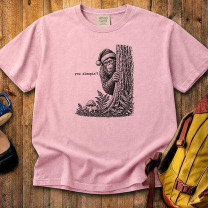Sasquatch Santa You Sleepin Cotton T-Shirt