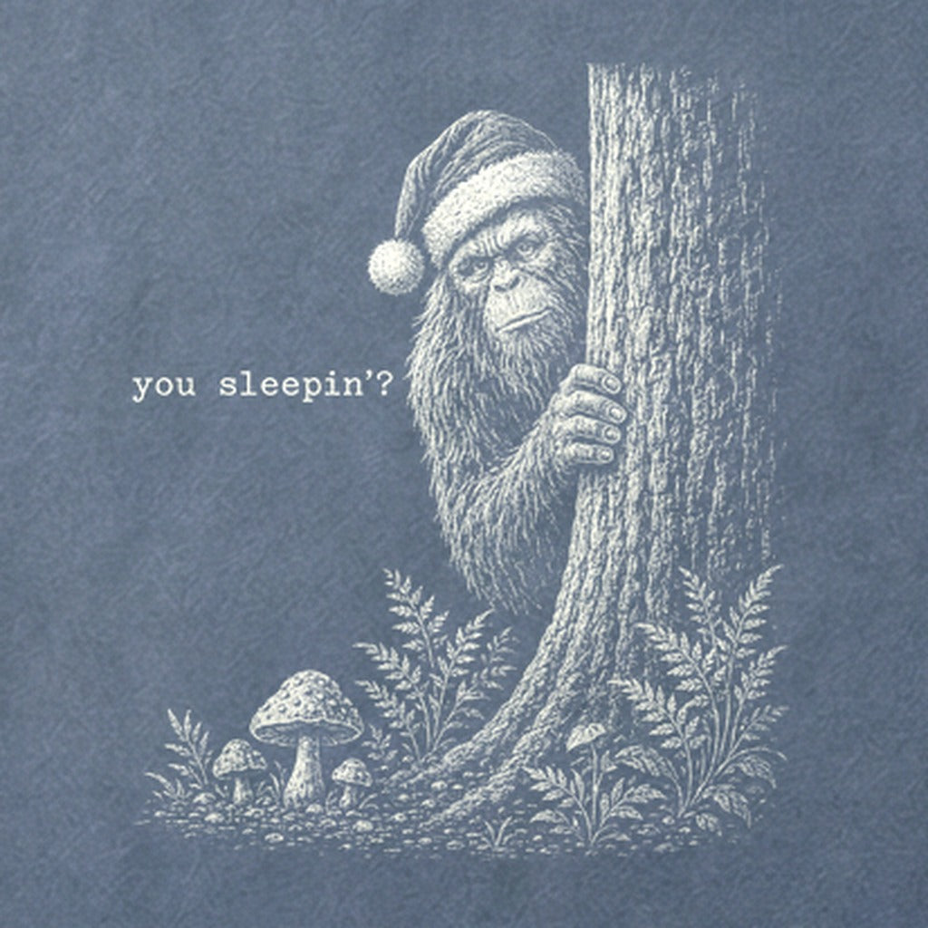 Sasquatch Santa You Sleepin Cotton T-Shirt
