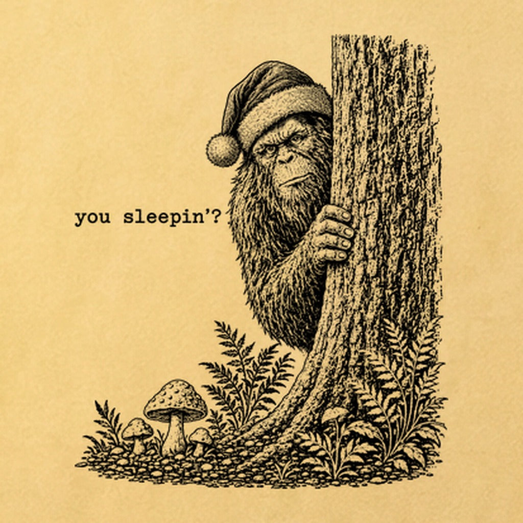 Sasquatch Santa You Sleepin Cotton T-Shirt