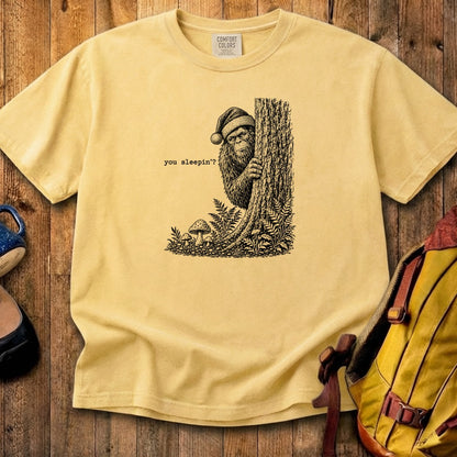 Sasquatch Santa You Sleepin Cotton T-Shirt