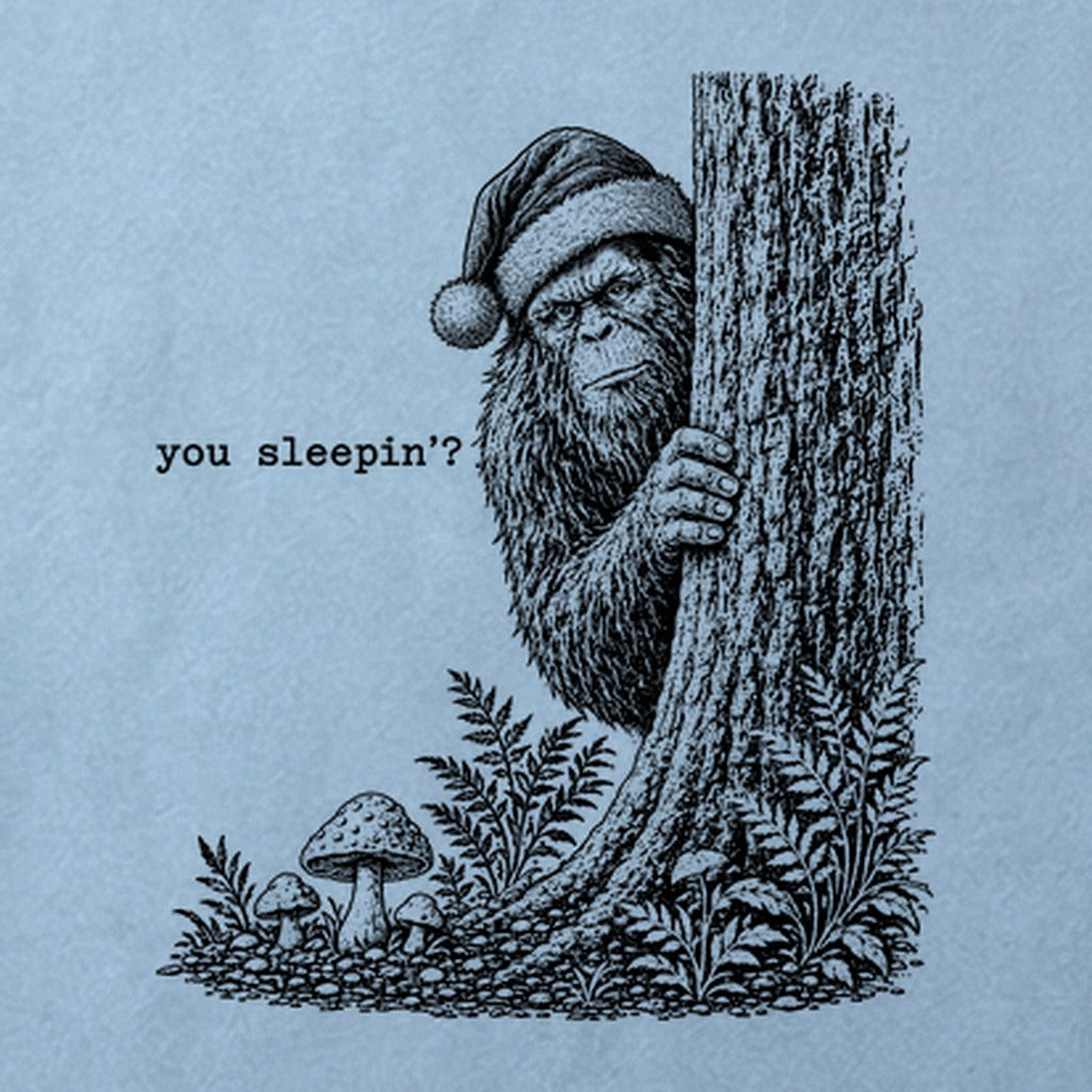 Sasquatch Santa You Sleepin Cotton T-Shirt