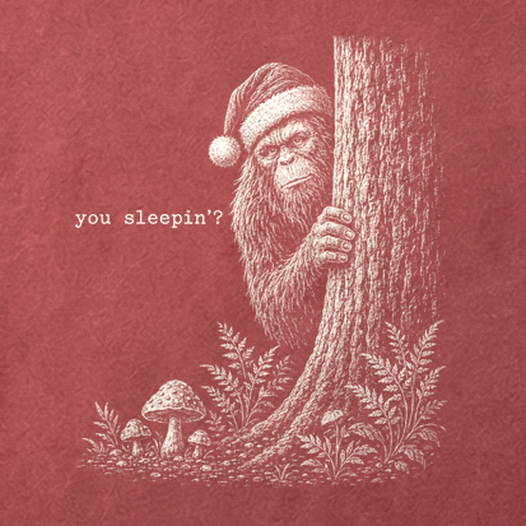 Sasquatch Santa You Sleepin Cotton T-Shirt
