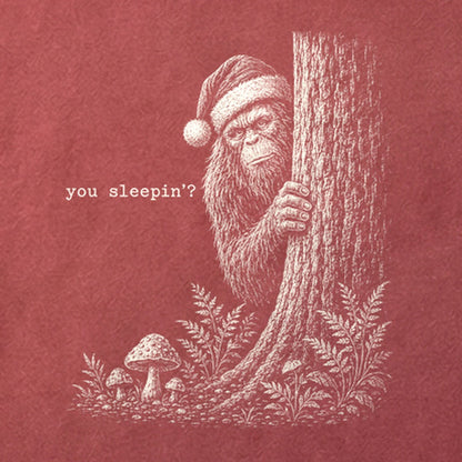 Sasquatch Santa You Sleepin Cotton T-Shirt