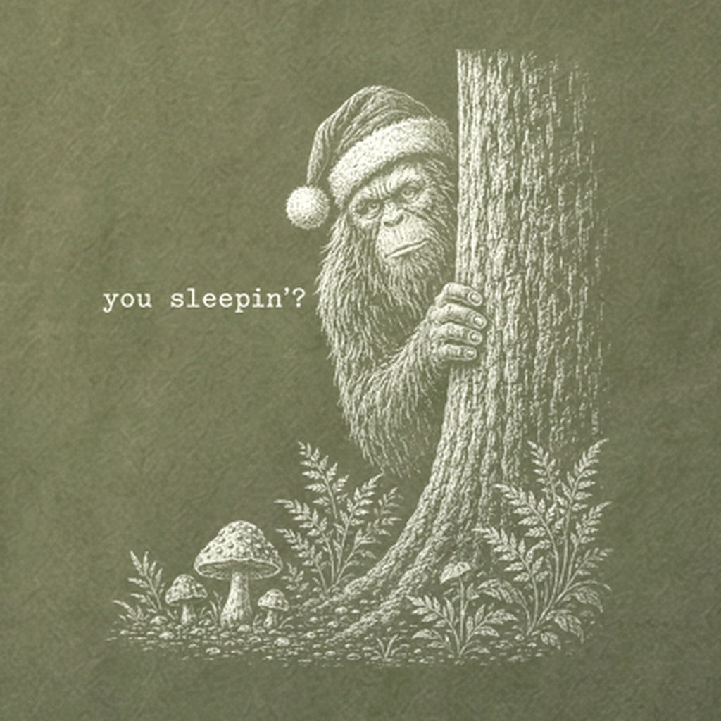 Sasquatch Santa You Sleepin Cotton T-Shirt
