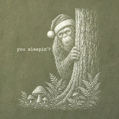 Sasquatch Santa You Sleepin Cotton T-Shirt