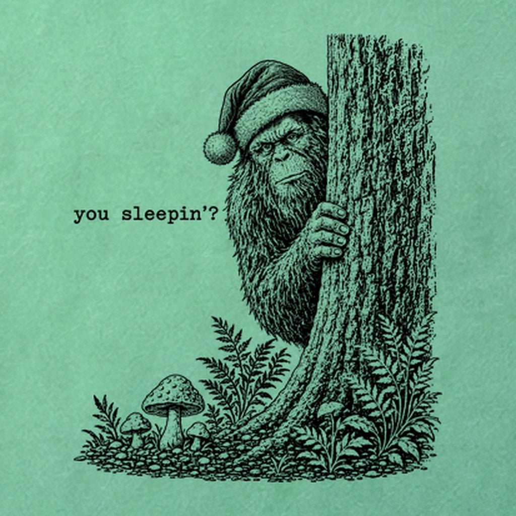 Sasquatch Santa You Sleepin Cotton T-Shirt