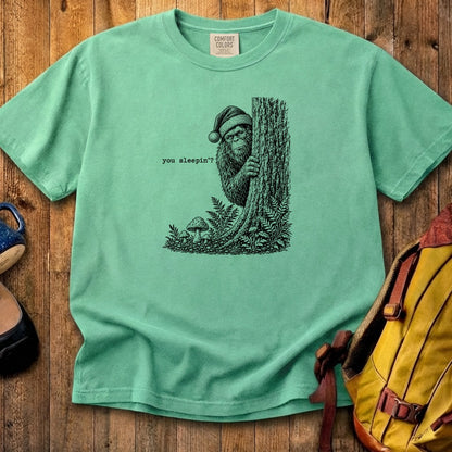Sasquatch Santa You Sleepin Cotton T-Shirt