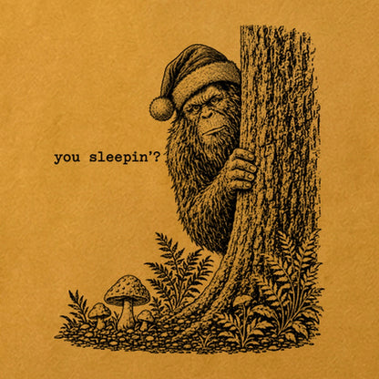 Sasquatch Santa You Sleepin Cotton T-Shirt