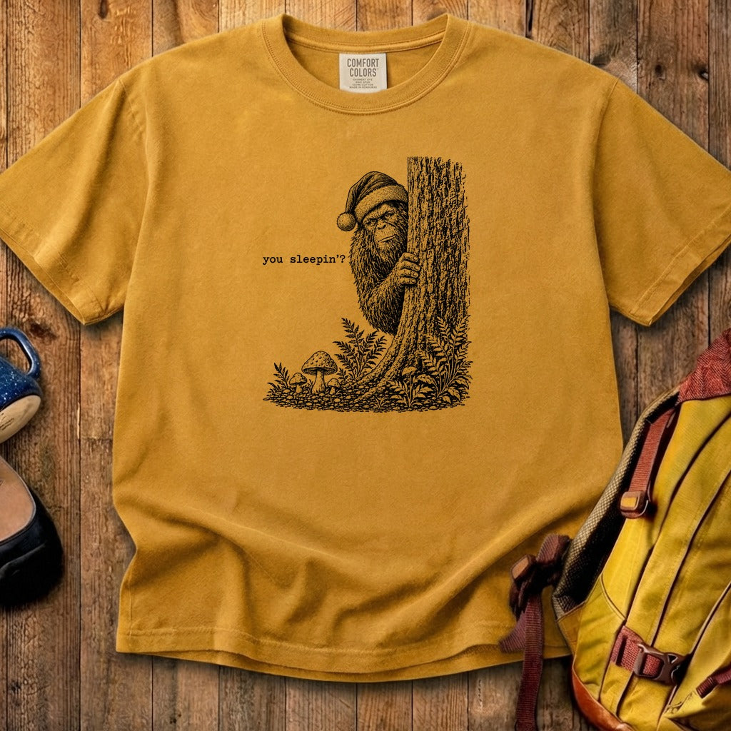 Sasquatch Santa You Sleepin Cotton T-Shirt
