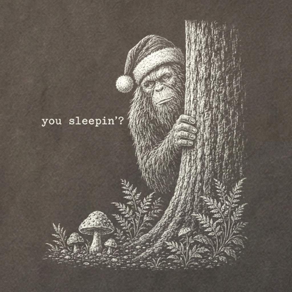 Sasquatch Santa You Sleepin Cotton T-Shirt