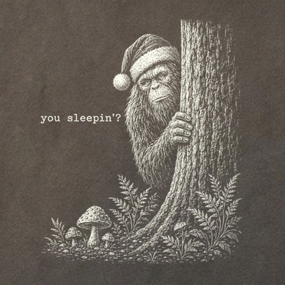 Sasquatch Santa You Sleepin Cotton T-Shirt