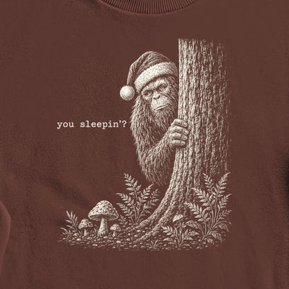 Sasquatch Santa You Sleepin Crewneck Sweatshirt