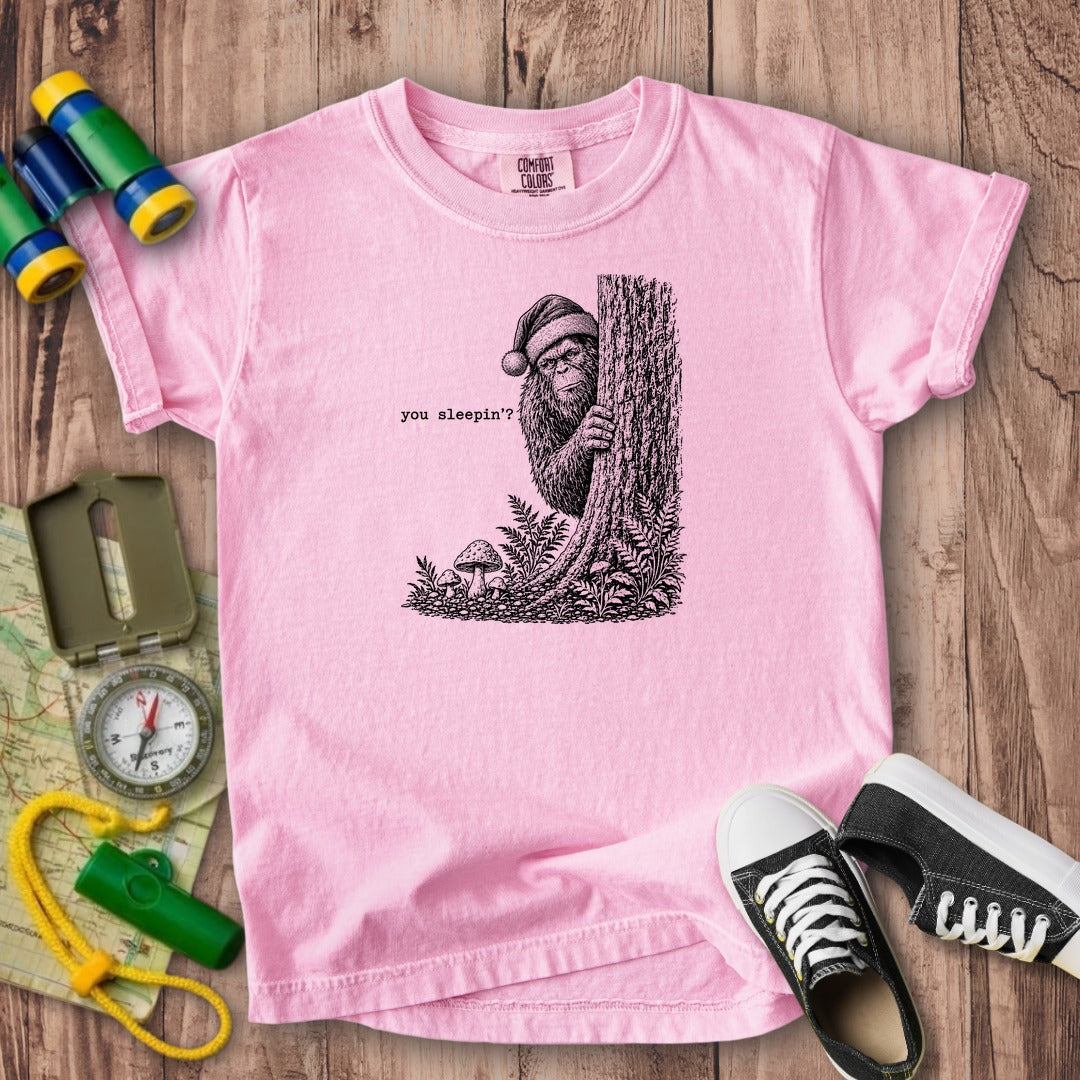 Sasquatch Santa You Sleepin Kids Cotton T-Shirt