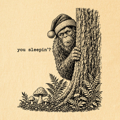 Sasquatch Santa You Sleepin Kids Cotton T-Shirt