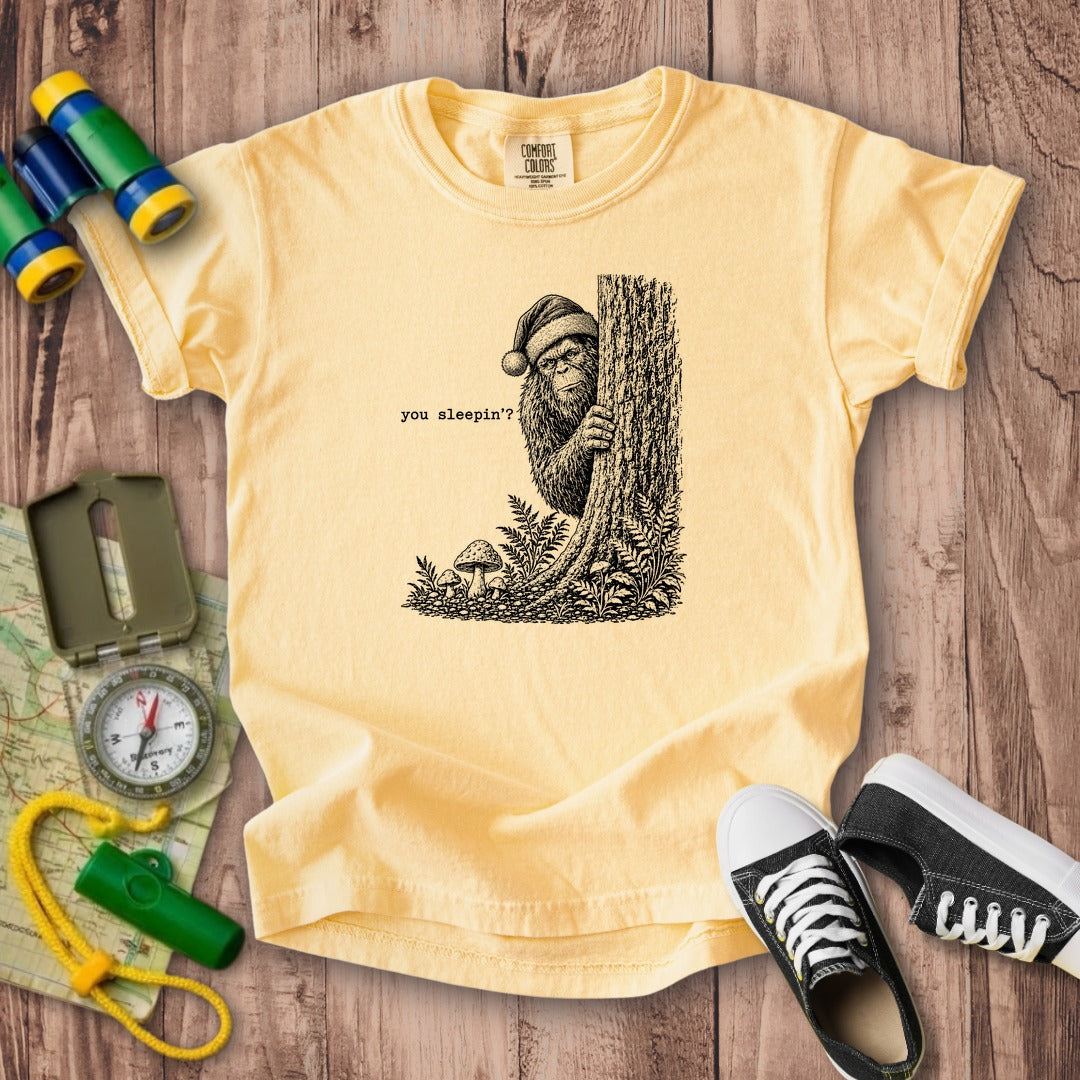 Sasquatch Santa You Sleepin Kids Cotton T-Shirt