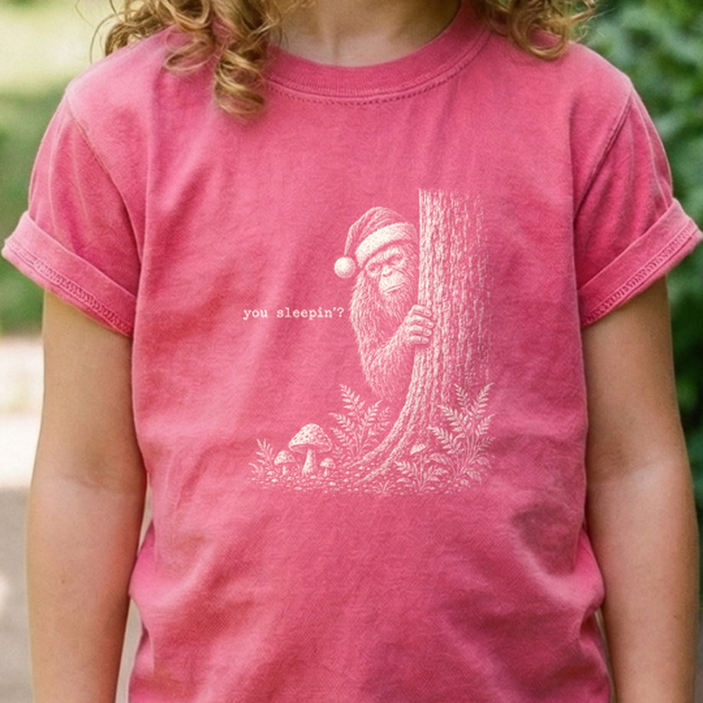 Sasquatch Santa You Sleepin Kids Cotton T-Shirt