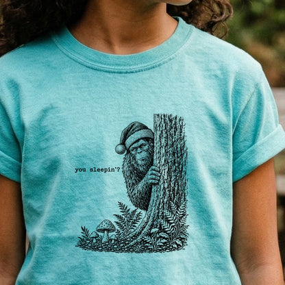 Sasquatch Santa You Sleepin Kids Cotton T-Shirt
