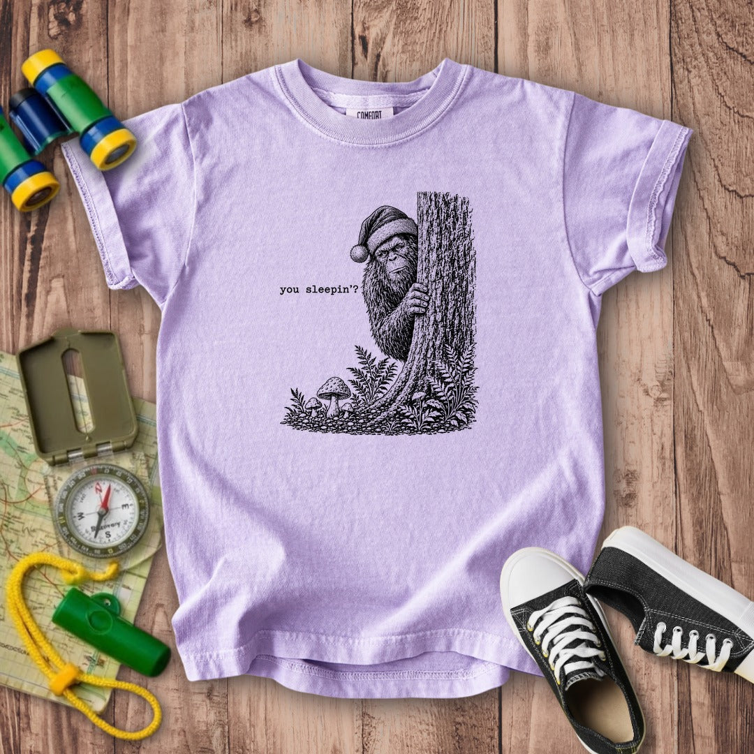 Sasquatch Santa You Sleepin Kids Cotton T-Shirt
