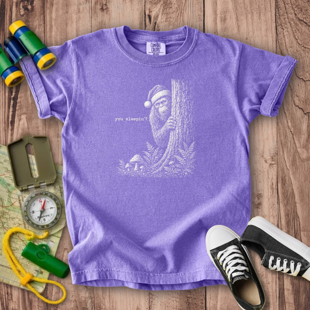 Sasquatch Santa You Sleepin Kids Cotton T-Shirt