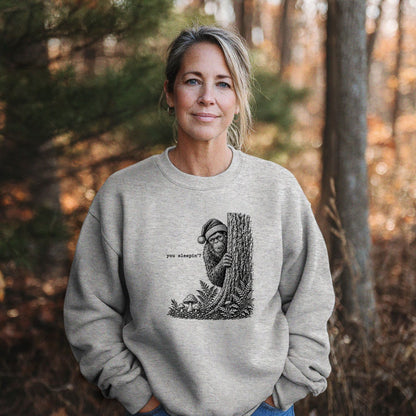 Sasquatch Santa You Sleepin Crewneck Sweatshirt