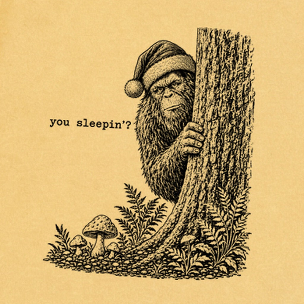 Sasquatch Santa You Sleepin Premium Long Sleeve
