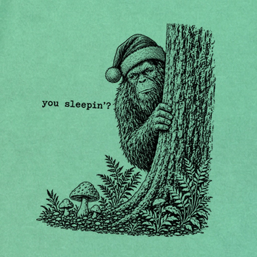 Sasquatch Santa You Sleepin Premium Long Sleeve