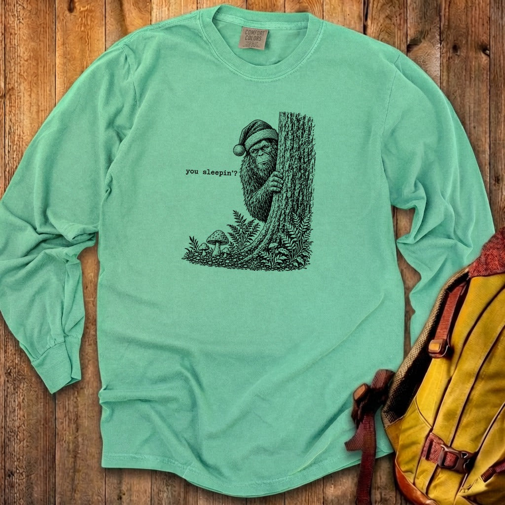 Sasquatch Santa You Sleepin Premium Long Sleeve
