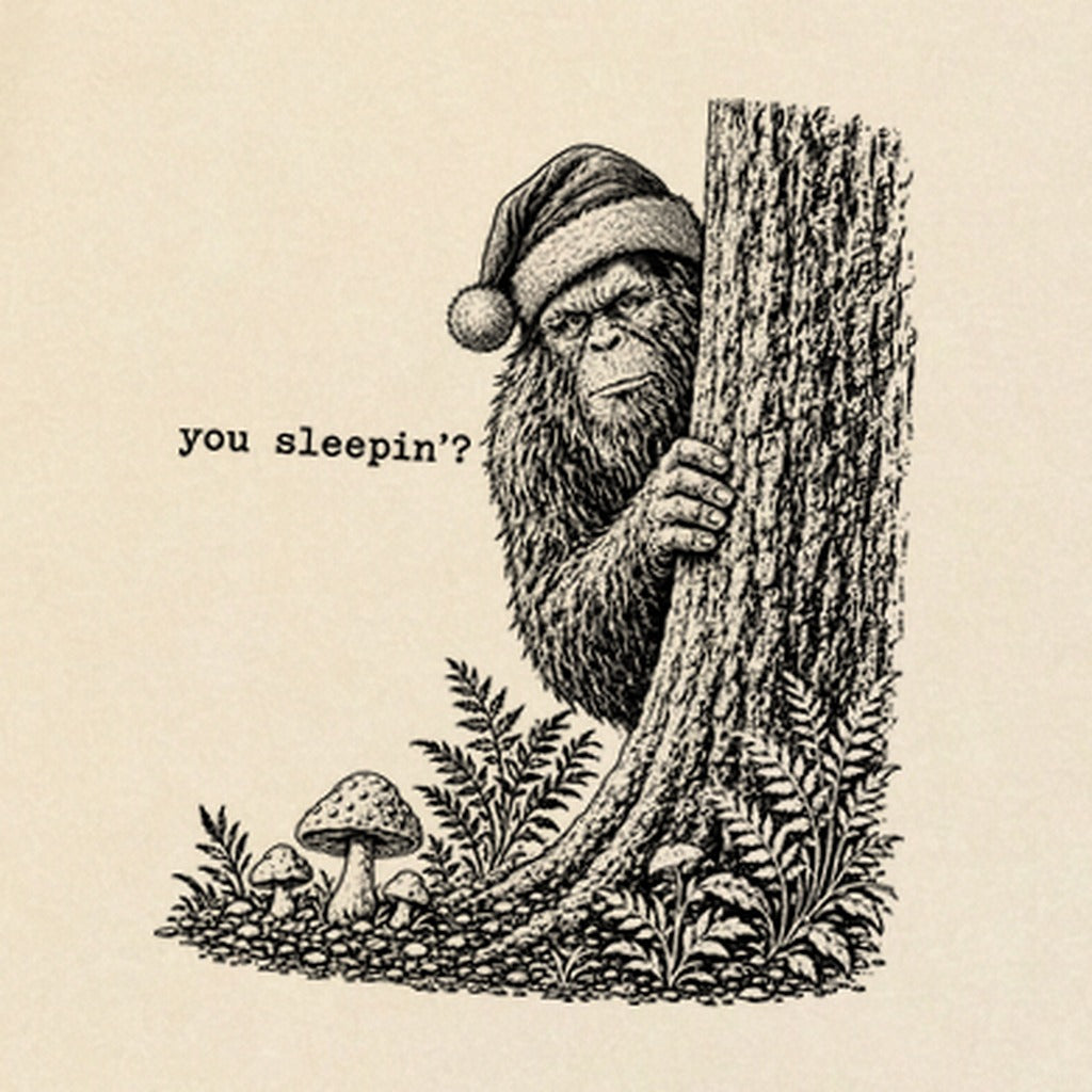 Sasquatch Santa You Sleepin Premium Long Sleeve