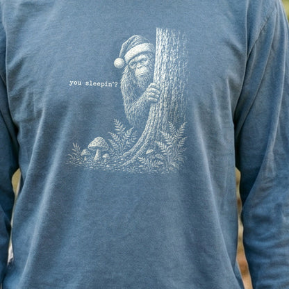 Sasquatch Santa You Sleepin Premium Long Sleeve