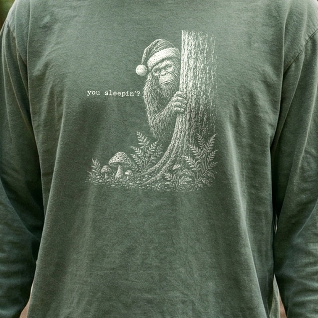 Sasquatch Santa You Sleepin Premium Long Sleeve
