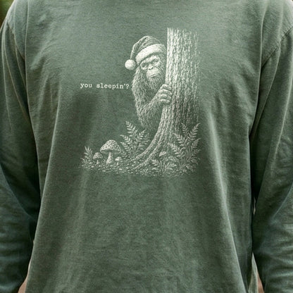 Sasquatch Santa You Sleepin Premium Long Sleeve