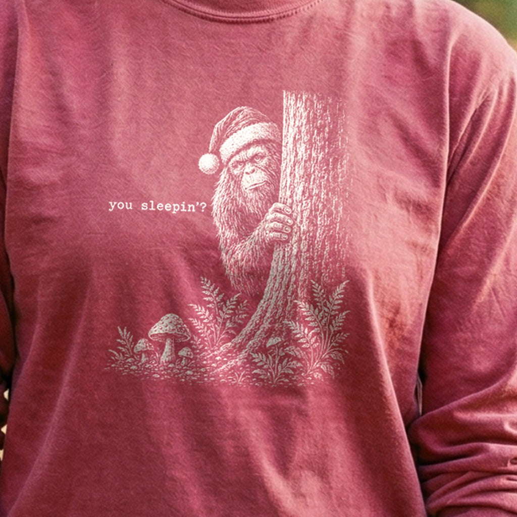 Sasquatch Santa You Sleepin Premium Long Sleeve
