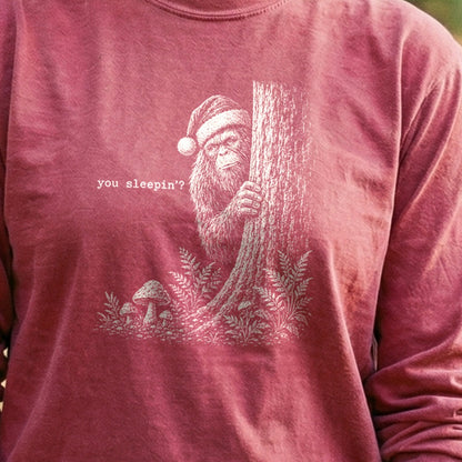 Sasquatch Santa You Sleepin Premium Long Sleeve