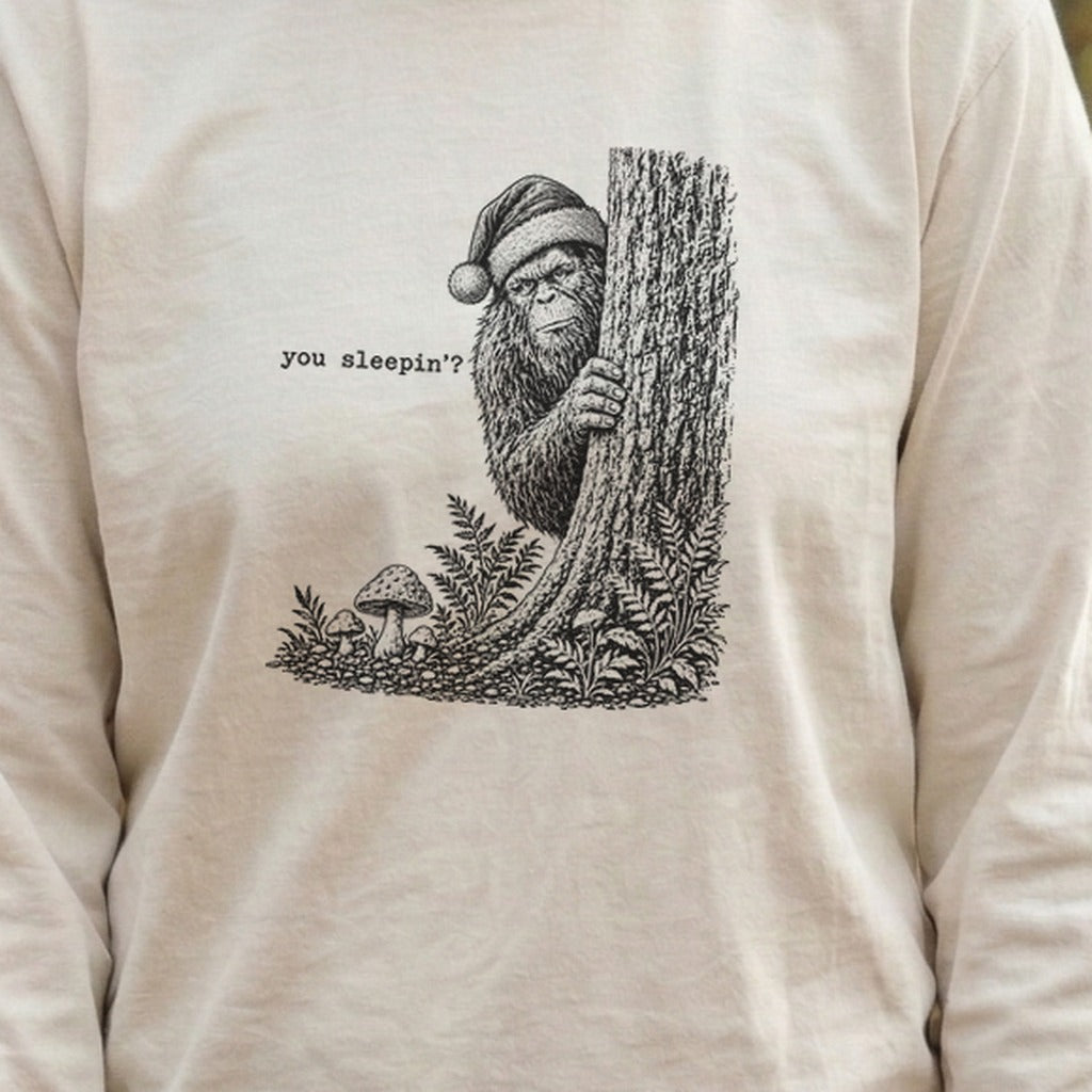 Sasquatch Santa You Sleepin Premium Long Sleeve