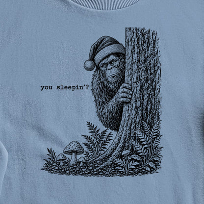 Sasquatch Santa You Sleepin Crewneck Sweatshirt