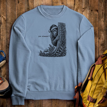 Sasquatch Santa You Sleepin Crewneck Sweatshirt