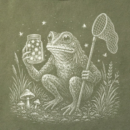 Frogman Catching Fireflies Cotton T-Shirt