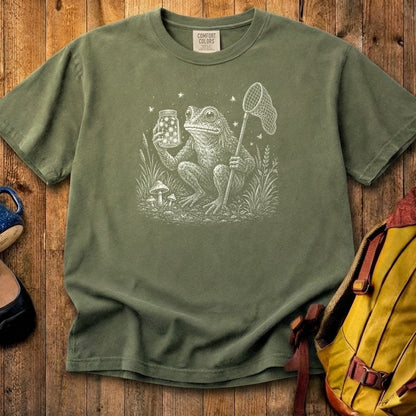 Frogman Catching Fireflies Cotton T-Shirt