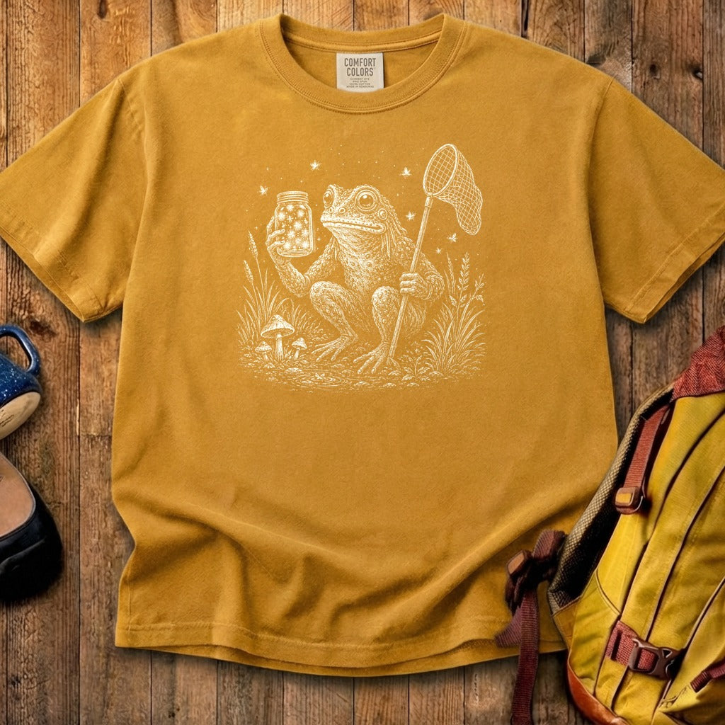 Frogman Catching Fireflies Cotton T-Shirt
