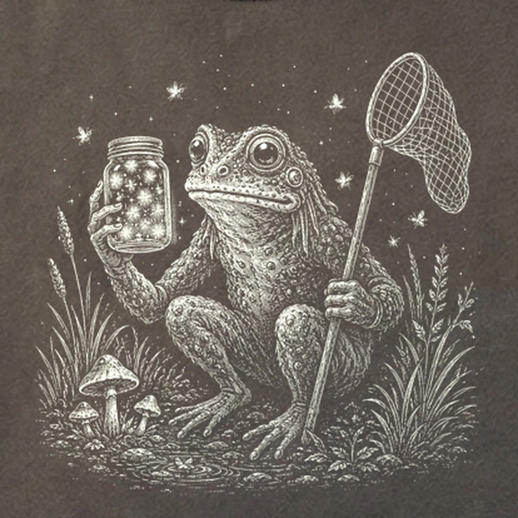 Frogman Catching Fireflies Cotton T-Shirt