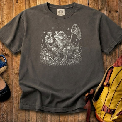 Frogman Catching Fireflies Cotton T-Shirt