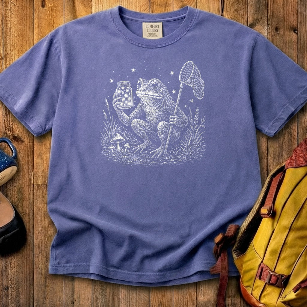 Frogman Catching Fireflies Cotton T-Shirt