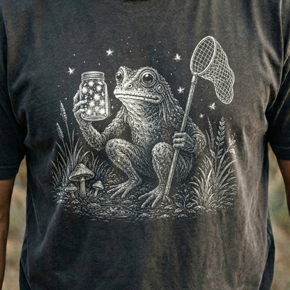 Frogman Catching Fireflies Cotton T-Shirt