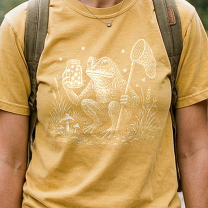 Frogman Catching Fireflies Cotton T-Shirt