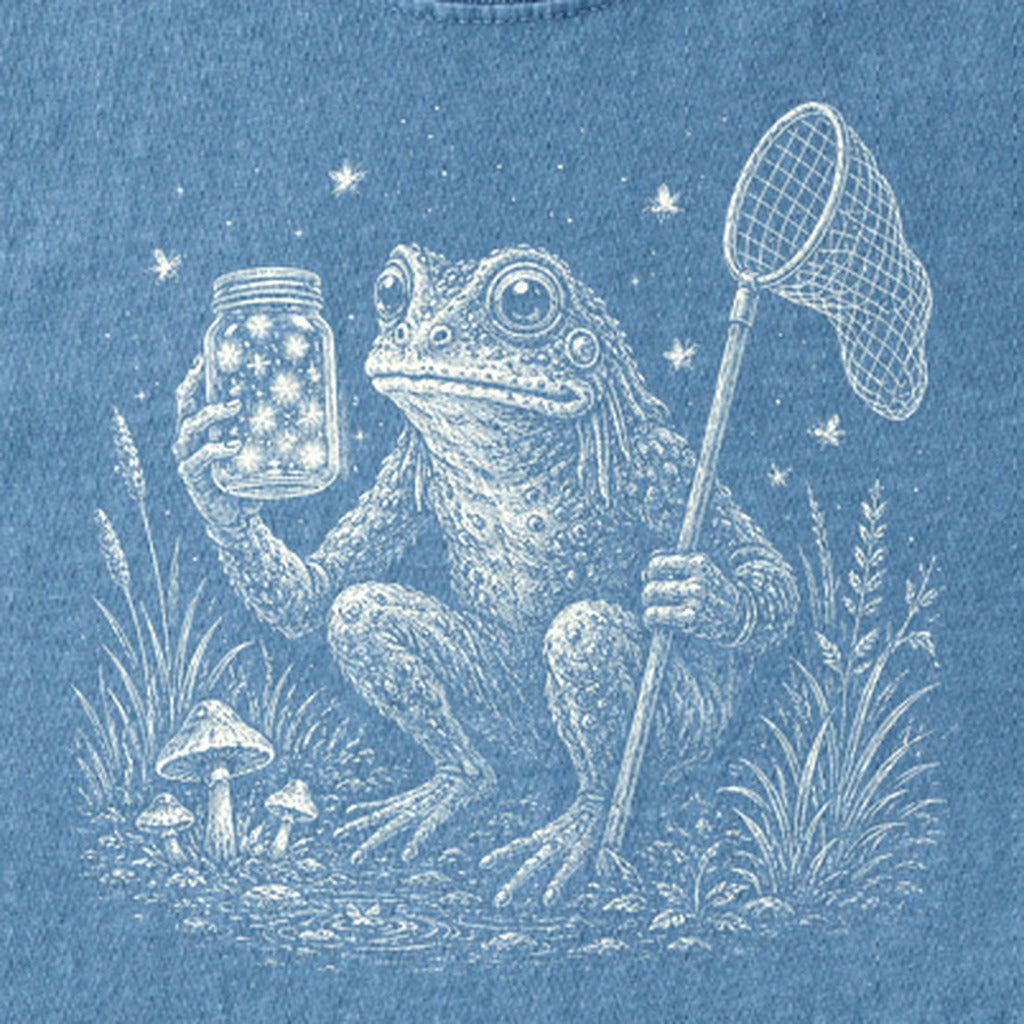 Frogman Catching Fireflies Kids Cotton T-Shirt