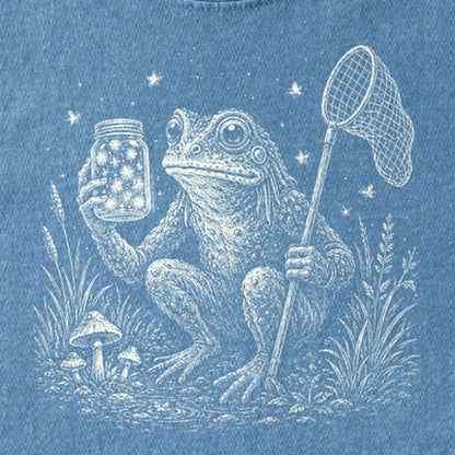 Frogman Catching Fireflies Kids Cotton T-Shirt